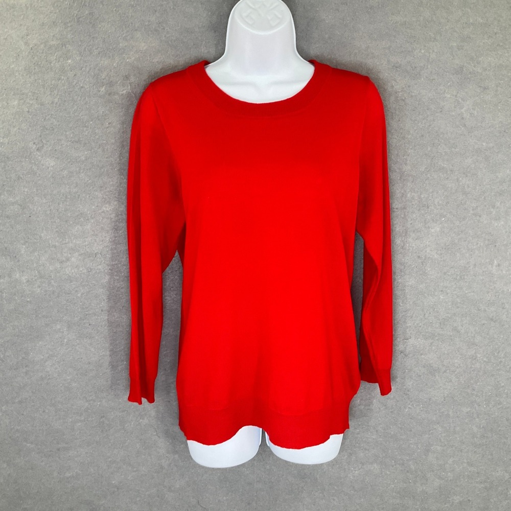 J.Crew Womens Merino Wool Crew Neck Sweater Sz M Red Classic Soft Lightweight